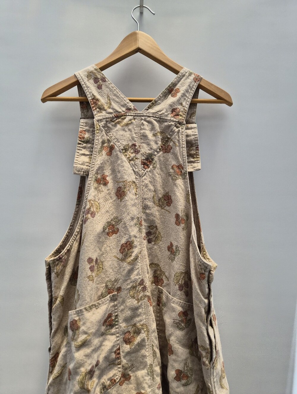 Vtg 90s Eddie Bauer Linen Berry Overalls Jumper Dress L Cottagecore Whimsigoth - Picture 9 of 12